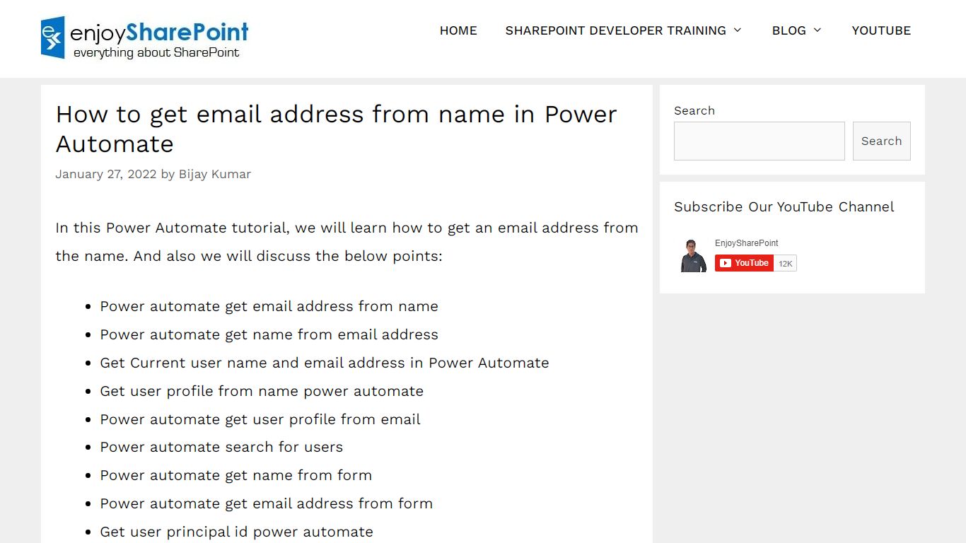 How to get email address from name in Power Automate